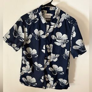 Hawaiian Floral Collar Button Down Casual